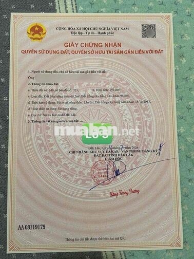 Đất Cư Ni Ea Kar Đắk Lắk, Đường Bê Tông, Sổ Sẵn, Giá Từ 165 T