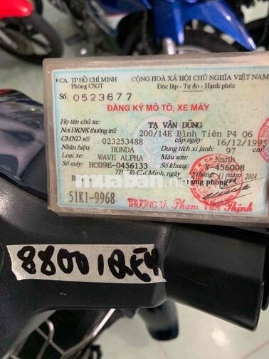 Honda Wave Alpha 2004 Xanh 100000 km
