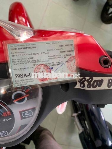 SYM Elegant 50 2015 Đỏ Trắng Đen 20000 km