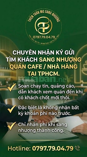 NHẬN KÝ GỬI SANG NHƯỢNG & SANG NHƯỢNG NHIỀU QUÁN CAFE CĂN GÓC TÂN PHÚ