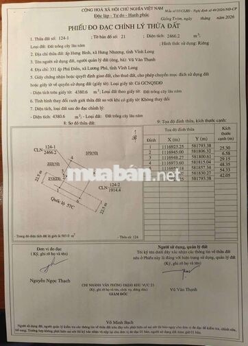 BÁN GẤP ĐẤT MẶT TIỀN 42m QL57C Hưng Nhượng, Giồng Trôm, Bến Tre