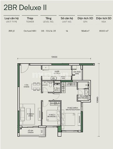 Căn góc 2pn2wc, 98.5m2, tầng 6. Giá bán 4.28ty (sát giá HĐ).