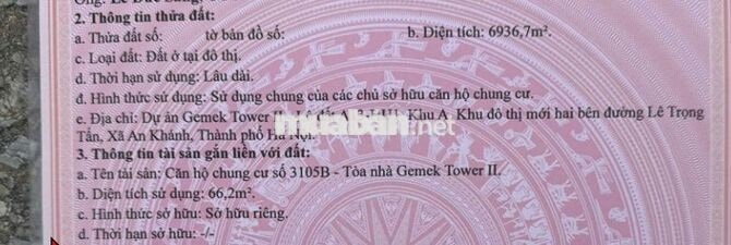 chính chủ bán chung cư Gemek Tower 2