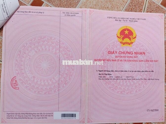 Bán đất P. Bình Dương TP. HCM (P. Phú Mỹ - BD Cũ) 245m2 - Có thổ cư