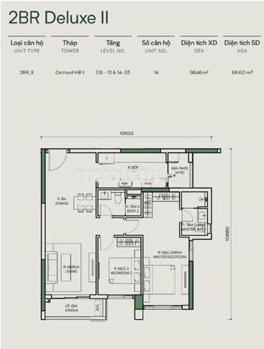 Căn góc 2pn2wc, 98.5m2, tầng 6. Giá bán 4.28ty (sát giá HĐ).