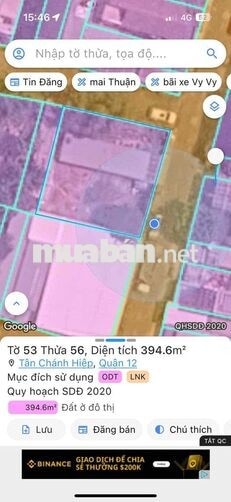 Bán đất 10x19.5 vuông vức, hẻm 43 Trần Thị Năm - 12T