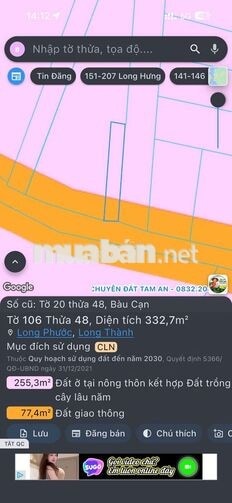 BÁN ĐẤT MẶT TIỀN ĐƯỜNG ẤP 8 – LONG PHƯỚC, LONG THÀNH, ĐỒNG NAI