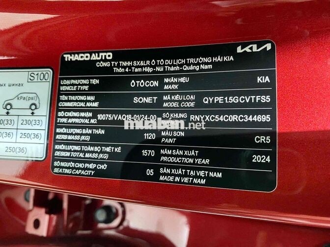 KIA Sonet 2024 Luxury đỏ
