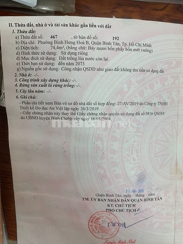 BÁN KHO GIÁ RẺ HẼM 5M(XT), 738/11/1 QL1A, P.BHH B, Q.BÌNH TÂN, 8,95 TỶ