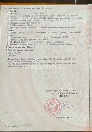   Chung cư Đào Tấn P5 Q5 1PN , SHR ngay chợ Hòa Bình  