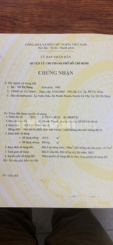 CHÍNH CHỦ BÁN B.THỰ GIÁ RẺ MT 149 V.V.ĐIỀU, P.P.THẠNH, CỦ CHI, 3.29TỶ