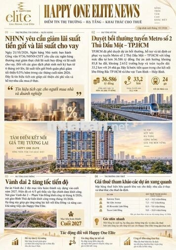 CĂN HỘ HAPPY ONE ELITE - 1PN - 45M² GIÁ 2TỶ7 THANH TOÁN 10% KÍ HĐMB