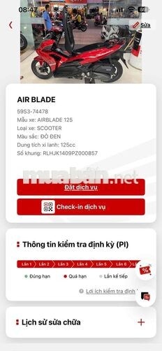 Honda Air Blade 125 2023 Thể thao Đỏ đen