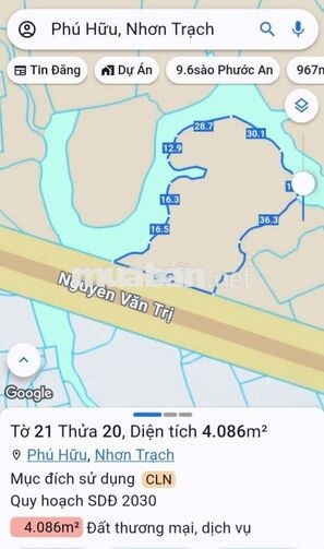 Chính chủ bán 4086 m2 mặt tiền 52m đất dịch vụ, Đại Phước, Nhơn Trạch.