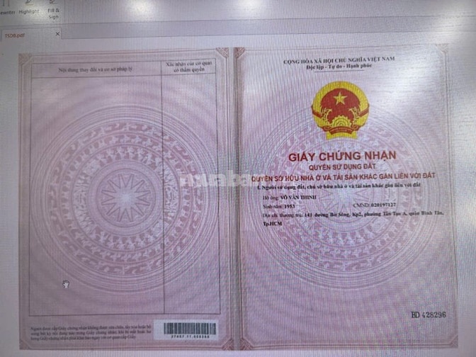 Bán Nhà Mặt Tiền Đường Số 5 - P. Tân Tạo A - Q. Bình Tân.