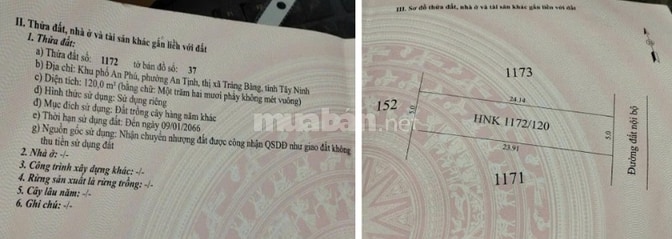 Bán gấp 120m2 , chỉ 420 triệu, Đất cạnh KCN Trảng Bàng, cổng TP.HCM