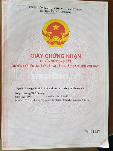 Bán nhà hẻm 20 Nguyễn Trãi, TP Cần Thơ
