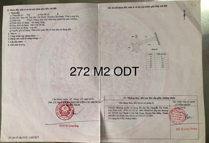 Đất nở hậu - khu dân cư 1B - Chu Văn An - Thị trấn Cần Đước