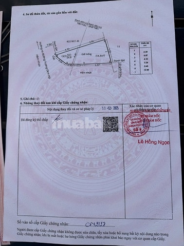 Bán Đất 54.8 m2 thổ cư góc 2 mặt tiền giá 4.3 tỷ hẻm 7m Đường Trương Đ