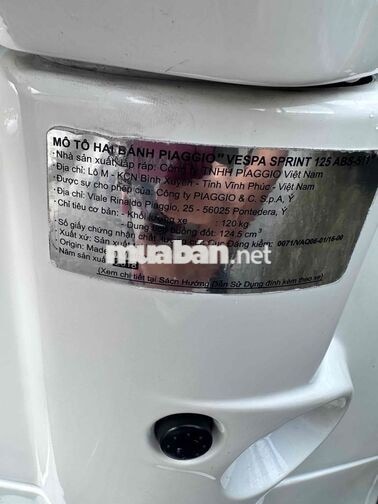 Piaggio Vespa Sprint 125 2018 màu trắng chính chủ