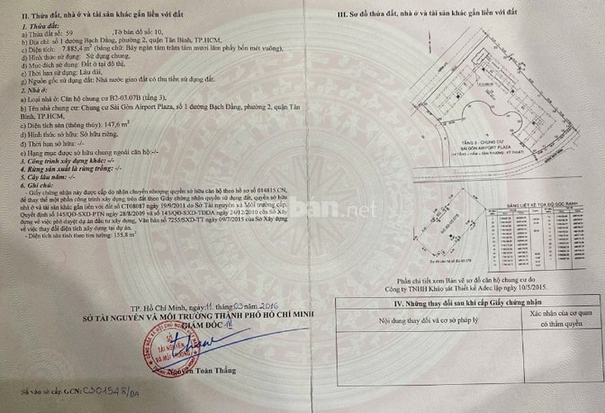 Căn hộ Cao Cấp Số 1 Bạch Đằng, Phường Tân sơn hoà( mới) tpHCM