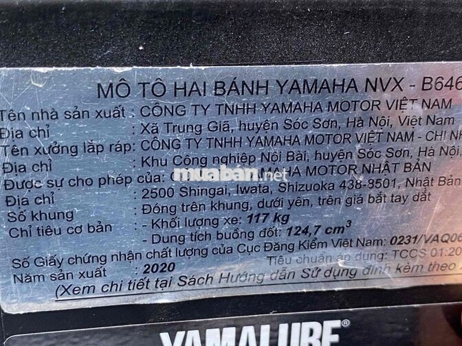 Yamaha NVX 2020 125cc màu Xanh Chính Chủ Ký Giấy