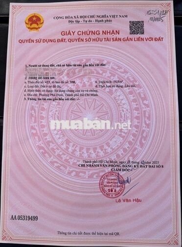 lô góc 2 mặt tiền trong khu phân lô trương đình hội 54,8m giá 4ty3 TL