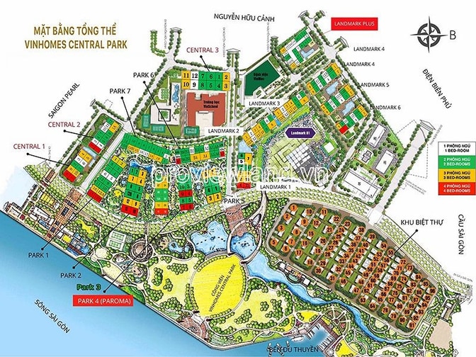 Bán Căn hộ Vinhomes Central Park 3PN, tầng cao, view đẹp 107m2