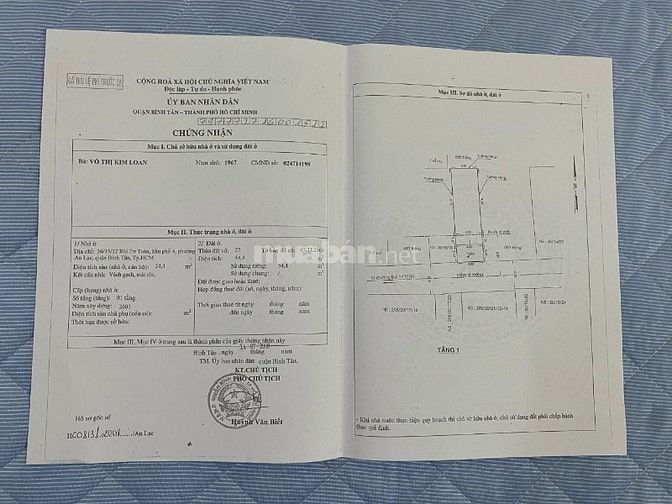 Chính chủ cần bán nhà 36/15/ Bùi Tư Toàn, phường An Lạc, quận Bình Tân