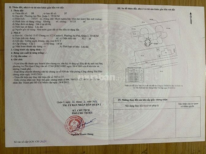 Chính chủ cần bán hai căn hộ Cantavil An Phú, Quận 2, 98m2, 3PN, 2WC