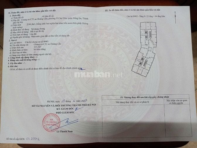 CHÍNH CHỦ RAO bán nhanh B905 chung cư Tân Hoàng Minh hồ Hoàng Cầu