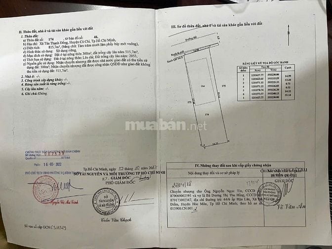 Bán đất chính chủ đường Tân Thạnh Đông, Củ Chi, DT 816m2, giá 9,2tỷ
