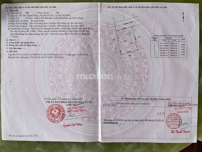 Bán đất chính chủ đường Tân Thạnh Đông, Củ Chi, DT 315m2, gần chợ