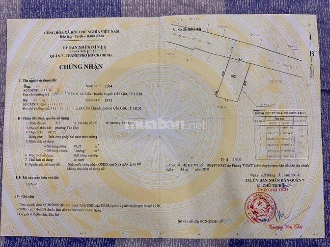 Bán Đất, Hẻm Vườn Điều, phường Tân Quy, Q7