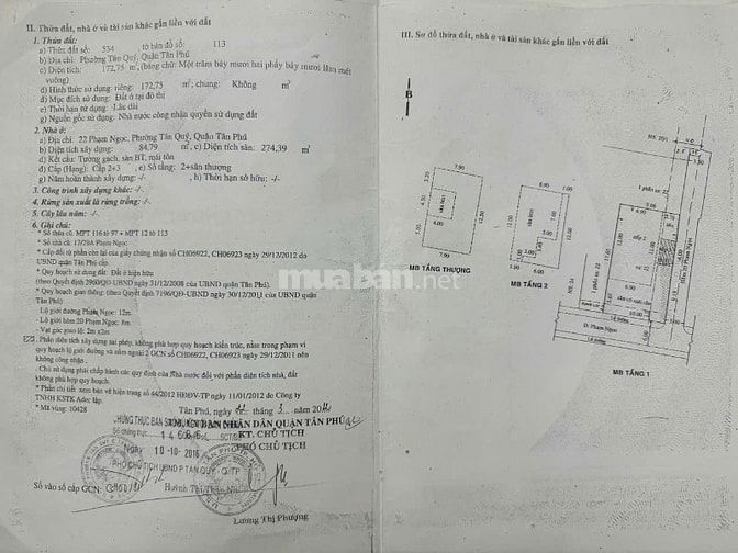Bán nhà đẹp 3 tầng, 22 Phạm Ngọc, Q.Tân Phú, ngay chợ Tân Hương
