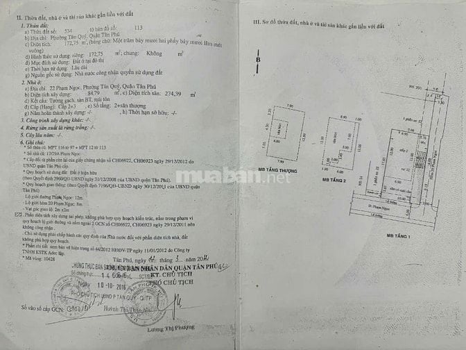 Bán nhà đẹp 3 tầng, 22 Phạm Ngọc, Q.Tân Phú, ngay chợ Tân Hương