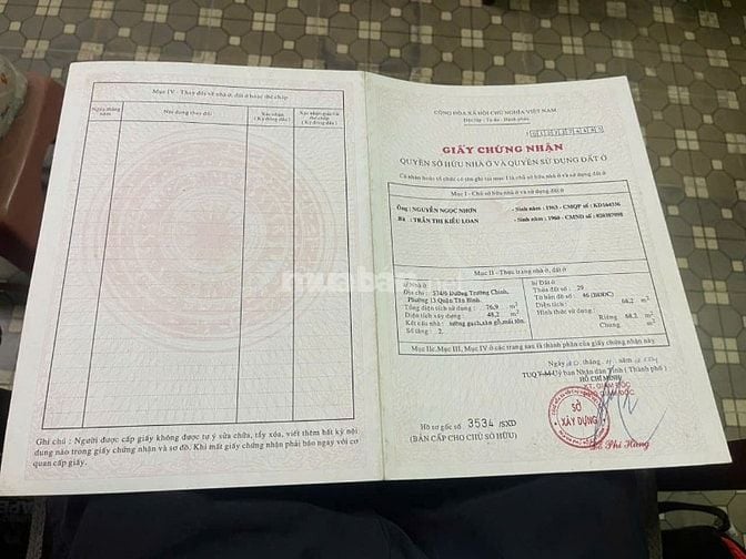 Bán nhà hẻm xe hơi Trường Chinh, ngay nhà Ga T3, Etown