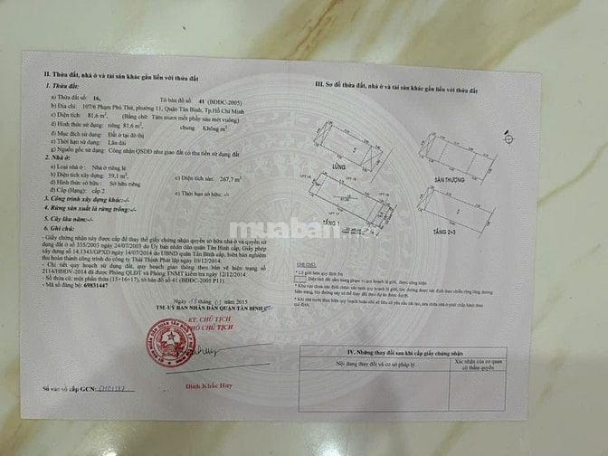 Bán nhà 4 tầng lầu, 107/6 Phạm Phú Thứ, P.11, Tân Bình