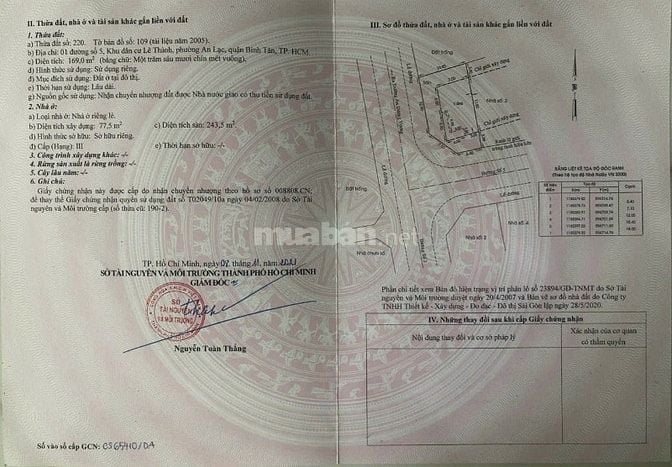 Bán biệt thự sân vườn Khu Dân Cư Lê Thành, An Lạc, Bình Tân