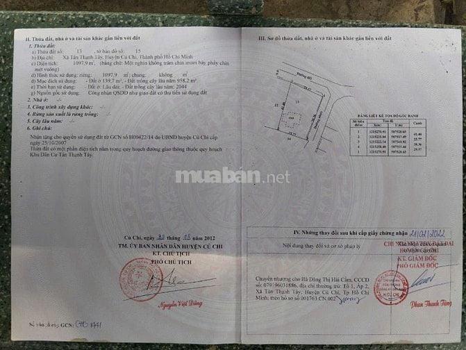 Chính chủ bán gấp nhà đất góc hai mặt tiền Trần Thị Khoe Củ Chi 40x28m