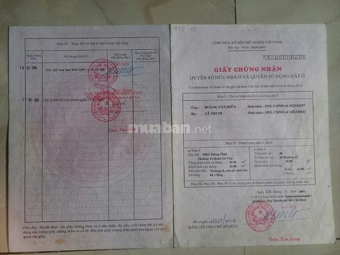 Tôi chính chủ cần bán căn nhà 825/4 Thống Nhất, Gò Vấp, 3,2x12, 4,5tỷ