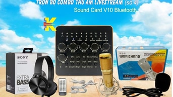 Combo bộ thu âm livestream (số 4) SOUNDCARD V10 Bluetooth. Combo bộ thu âm livestream (số 4) SOUNDCARD V10 Bluetooth.