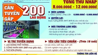 Tuyển dụng Công nhân may làm việc tại Long Thành Tuyển dụng Công nhân may làm việc tại Long Thành