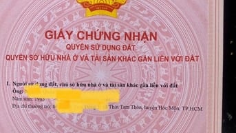 BÁN 630.5M2- 4ỷ5 HÓC MÔN, sát đường nhựa Thới Tam Thôn 14  giá 5.5 tỷ 