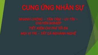 CUNG ỨNG NHÂN SỰ NHANH- HIỆU QUẢ - CHI PHÍ  RẺ
