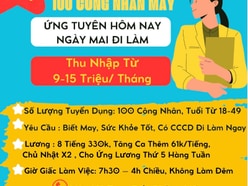 Tuyển Gấp 100 Công Nhân May Thời Vụ, Lương 8 Tiếng 330k, Tăng Ca 61k/H