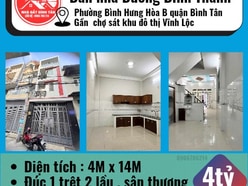 NHÀ KDC VĨNH LỘC BÌNH TÂN : 4X14 SHR 3LẦU ĐÚC