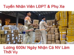 Phụ Xe Tải Giao Bánh Kẹo 15tr/t , LĐPT Bốc Xếp Hàng Bách Hóa 600k/ngày