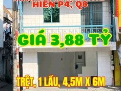 Nhà Mặt tiền Khu KD Phạm Thế Hiển, P4, Q8. Nhà 1trệt, 1lầu, 4,5mx6m.