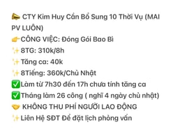 Cần Tuyển Gấp LDPT 15 Nam Nữ 18-55Tuổi